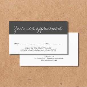 Modern Elegant Black White Beauty Appointment Card