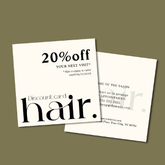 Modern Elegant Black White Beauty Discount Card