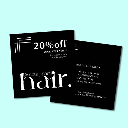 Modern Elegant Black White Beauty Discount Card