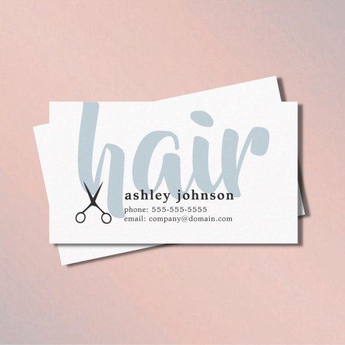Modern Elegant Black White Blue Hair Stylist Business Card