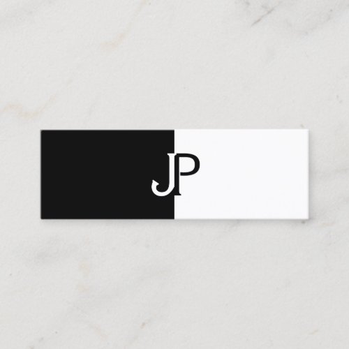Modern Elegant Black White Design Monogrammed Mini Business Card