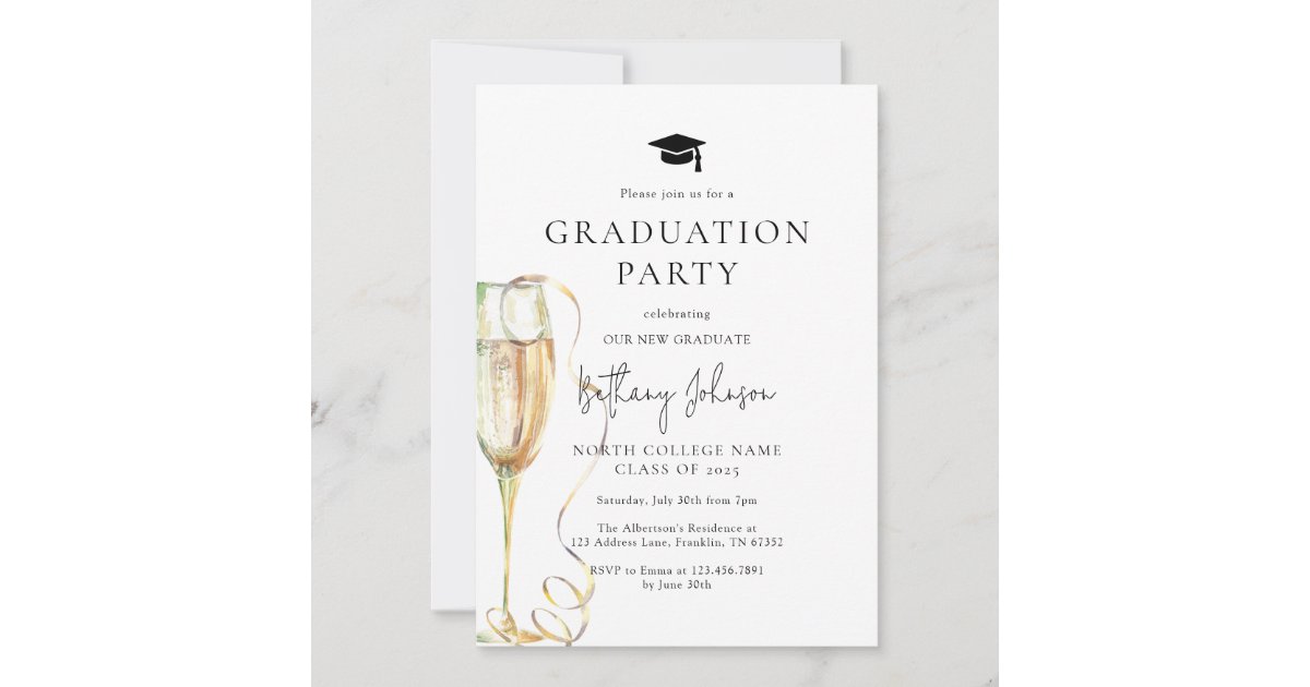 Modern Elegant Black White Graduation Party Invitation | Zazzle