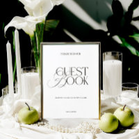 Modern Elegant Black & White Guest Book Sign