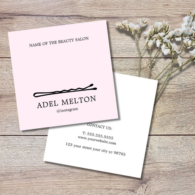 Modern Elegant Black White Hair Pins Salon Loyalty Card (Creator Uploaded)