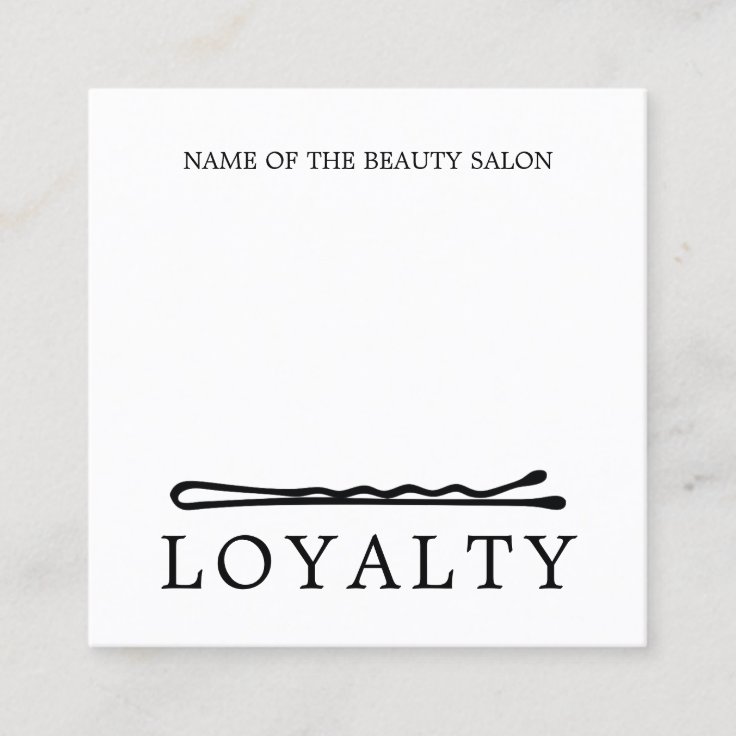 Modern Elegant Black White Hair Pins Salon Loyalty Card | Zazzle