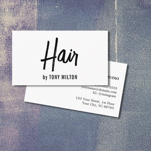 Modern Elegant Black White Hair Stylist Business Card