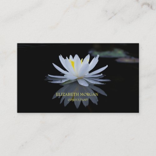 Modern Elegant BlackWhite Lotus Business Card