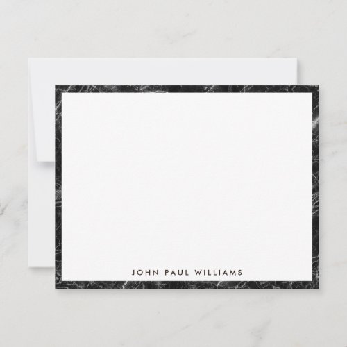 Modern Elegant Black White Marble Professional Note Card