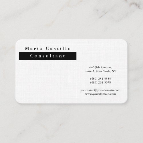 Modern Elegant Black White Minimalist Business Card