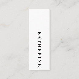 Modern elegant black white minimalist photo writer mini business card