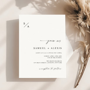 Modern Elegant Black & White Minimalist Wedding Invitation