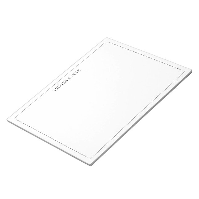 Modern Elegant Black White  Notepad (Angled)