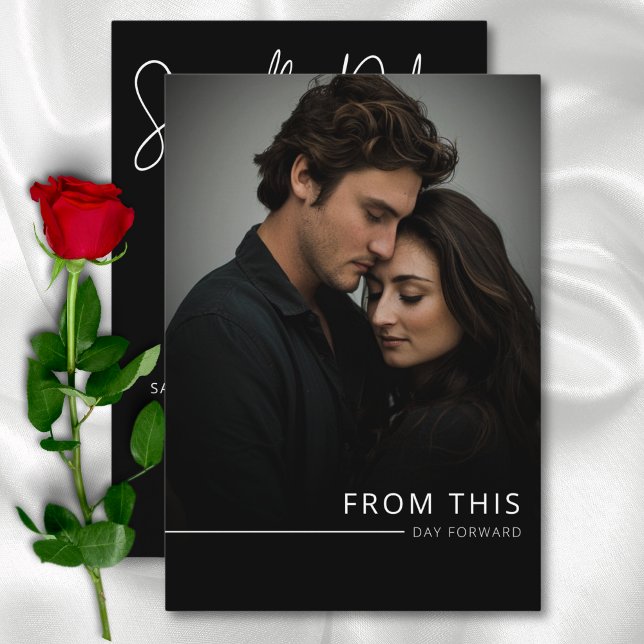 Modern Elegant Black & White Photo Day Forward Save The Date (Modern Elegant Black & White Photo Day Forward Save The Date)