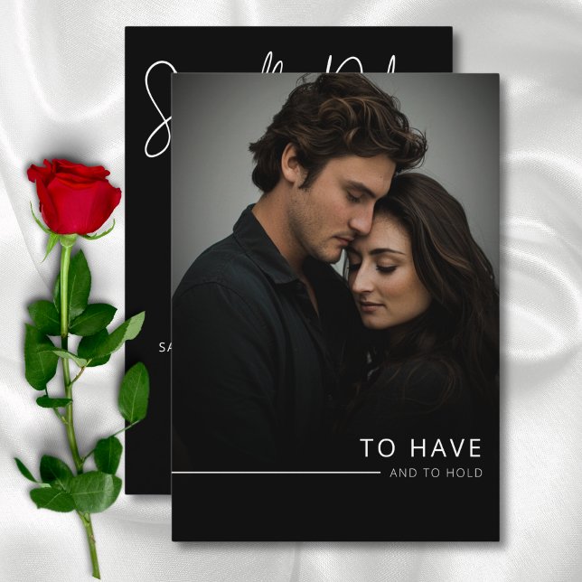 Modern Elegant Black & White Photo Wedding Save The Date (Modern Elegant Black & White Photo Wedding Save The Date)