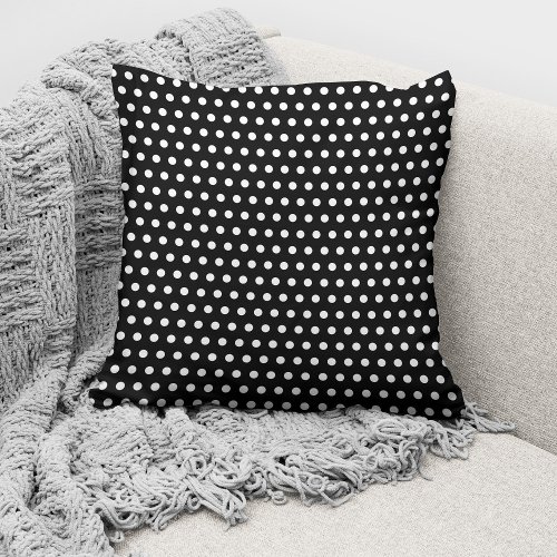 Modern Elegant Black  White Polka Dots Pattern Throw Pillow