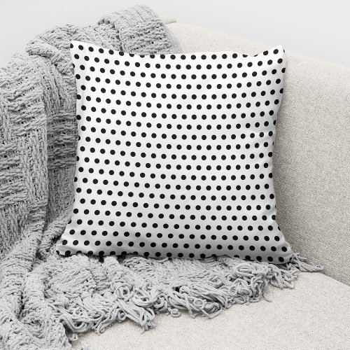 Modern Elegant Black  White Polka Dots Pattern Throw Pillow