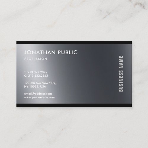 Modern Elegant Black White Professional Chic Plain Business Card
