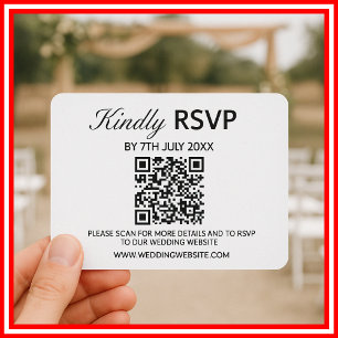 Modern Elegant Black & White QR Code Wedding RSVP Card