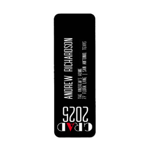 Modern elegant black white red label
