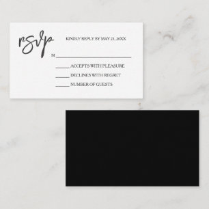 Modern Elegant Black White RSVP Card