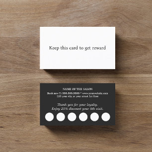 Modern Elegant Black White Salon Loyalty Card