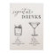 Modern Elegant Black & White Signature Drinks Sign