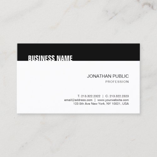 Modern Elegant Black White Simple Cool Template Business Card