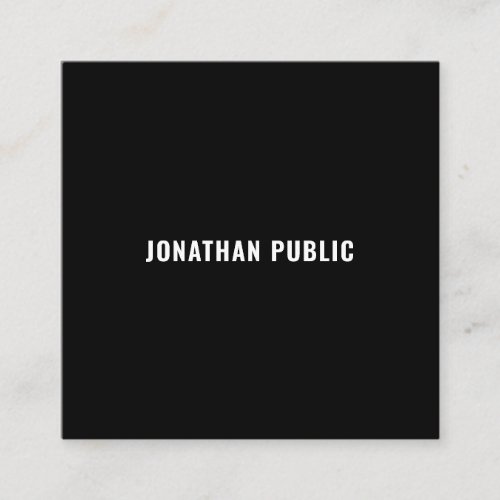 Modern Elegant Black White Simple Template Trendy Square Business Card