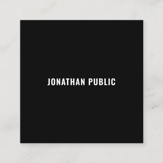 Modern Elegant Black White Simple Template Trendy Square Business Card (Front)