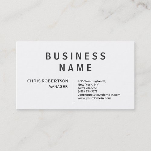 Modern Elegant Black White Standard Business Card