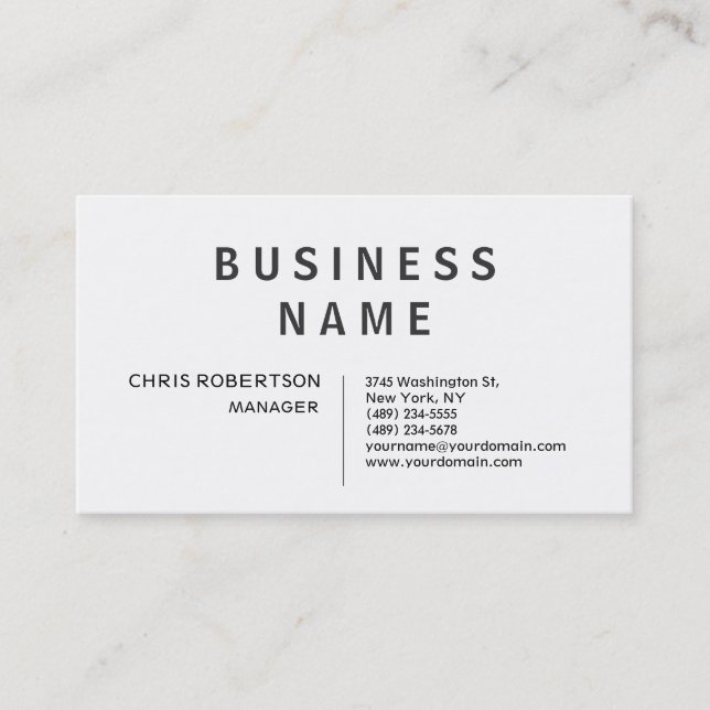 Modern Elegant Black White Standard Business Card (Front)