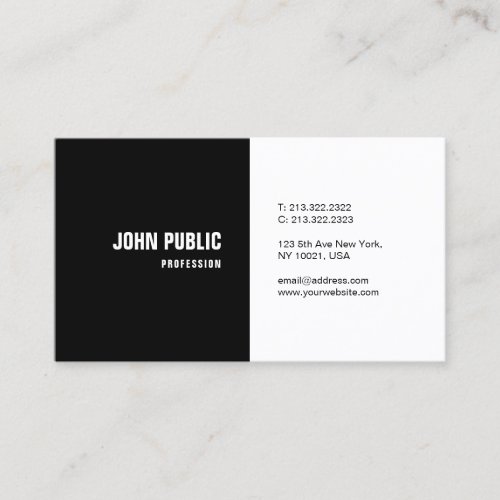 Modern Elegant Black  White Template Minimalist Business Card