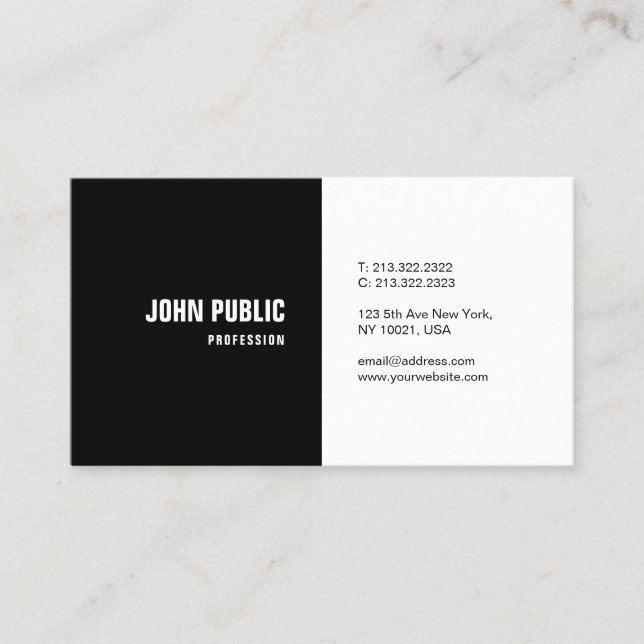 Modern Elegant Black & White Template Minimalist Business Card (Front)