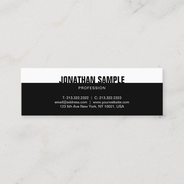 Modern Elegant Black White Template Professional Mini Business Card (Front)