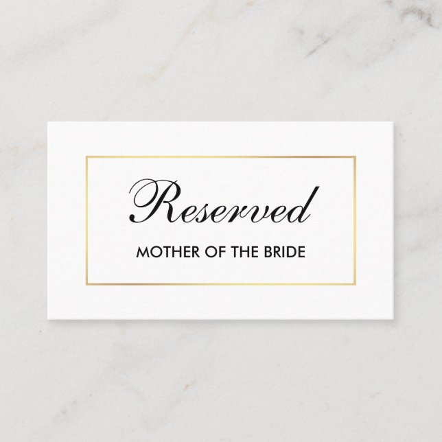Modern Elegant Black & White Wedding Reserved Name Place Card (Front)