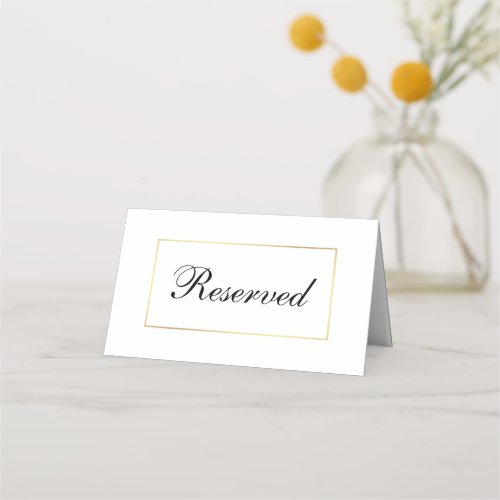 Modern Elegant Black  White Wedding Reserved Place Card
