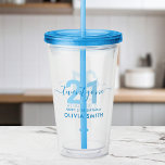 Modern Elegant Blue 21st Birthday Acrylic Tumbler<br><div class="desc">Create your own personalized 21st birthday acrylic tumbler. Great birthday gift featuring custom name and age in elegant modern typography and blue color.</div>