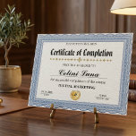 Modern Elegant Blue and Gold Certificate of Comple<br><div class="desc">Recognize significant achievements with this elegant blue and gold Certificate of Completion. Its modern, minimalist design provides a sophisticated way to grant professional recognition or show appreciation for a job well done. Perfect for workshops, training courses, or educational programs, this custom certificate serves as a distinguished validation of skills and...</div>