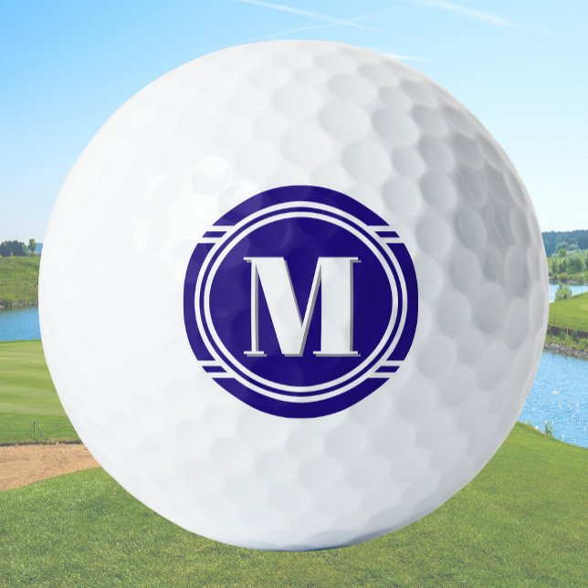 Modern Elegant Blue and White Custom Monogram Golf Balls (Creator Uploaded)