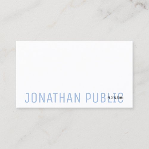 Modern Elegant Blue And White Minimalist Template Business Card