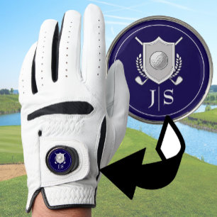 Modern Elegant Blue and White Stylish Monogrammed Golf Glove