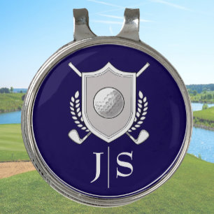 Modern Elegant Blue and White Stylish Monogrammed Golf Hat Clip