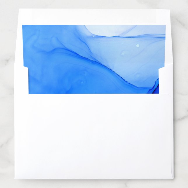 modern elegant blue and white wedding envelope liner (In Envelope)