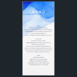 modern elegant blue and white wedding menu<br><div class="desc">This wonderful blue and white ink swirl design is the perfect suite for the chic, modern wedding. The classy patterned layout with minimal bold text has a high-end designer look for elegant stationery. Part of a collection featuring invitations, save the date, table planner, details card, reply card, menu and more....</div>