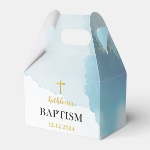 Modern Elegant Blue Baptism Favor Boxes