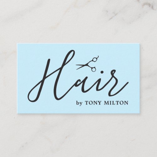 Modern Elegant Blue Black Scissors Bold Hair Salon Business Card