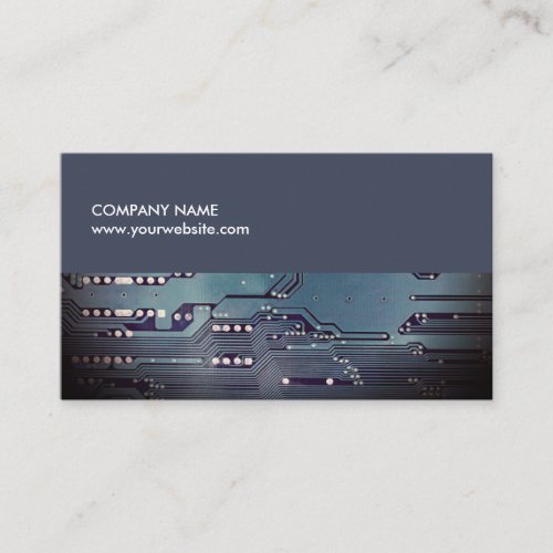 Modern Elegant Blue Circuit Board Consultant Business Card