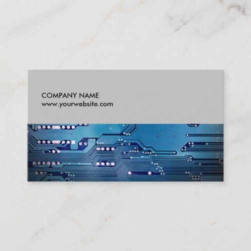 Modern Elegant Blue Circuit Board Grey Consultant Business Card