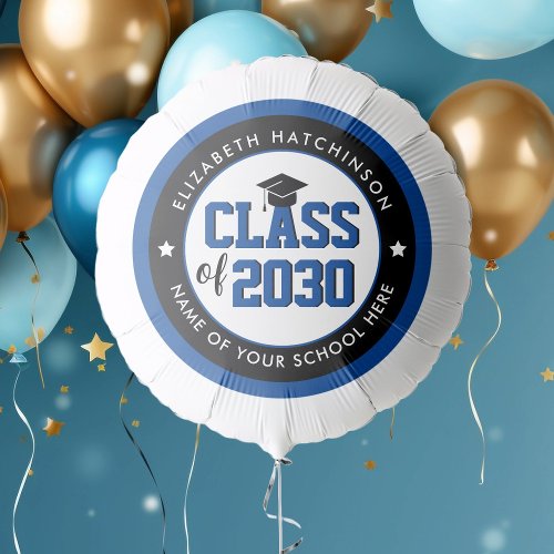 Modern Elegant Blue Class of 2023 Graduation Party Balloon