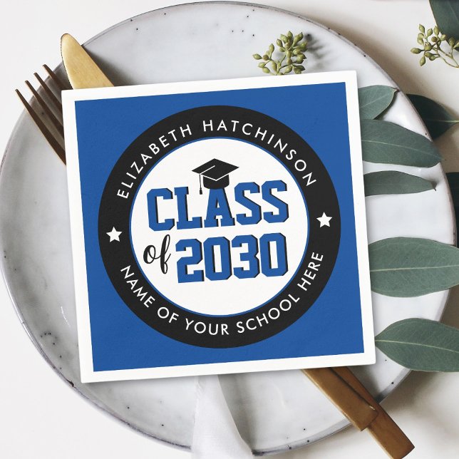 Modern Elegant Blue Class of 2024 Graduation Party Napkins (Creator Uploaded)